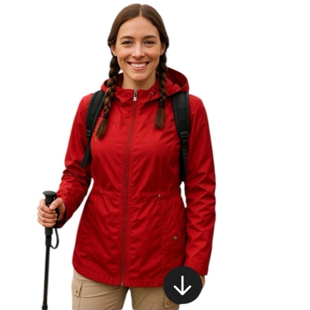 Jones New York Red Gorpcore Lightweight Casual W/Pockets Utility Jacket Size M